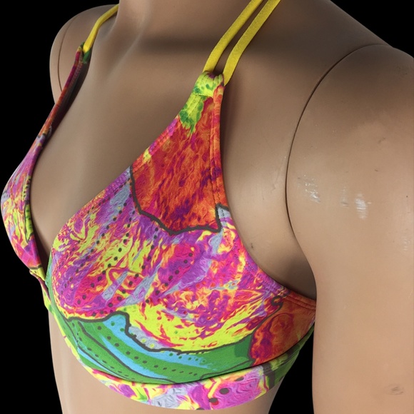 NEW Colorful Tropical Racerback Sports Bra - Picture 2 of 4